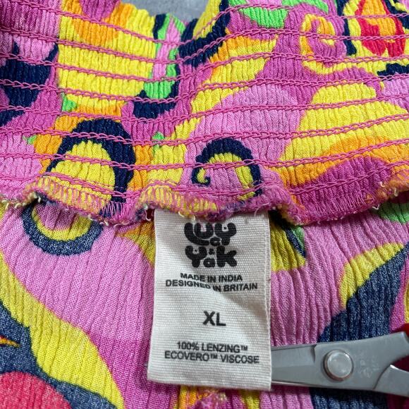 Lucy Yak Pink Hearts Psyc Crop Top 20 Pants XL 70s Groovy Retro Stretch Funky - Picture 11 of 15